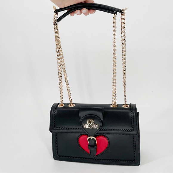 Love Moschino Heart Gold Chain Convertible Shoulder Bag...